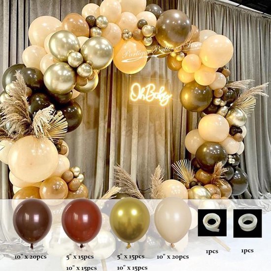 102 delig Ballonnenboog - Goudtinten - voor verjaardag, jubileum, feestelijke opening