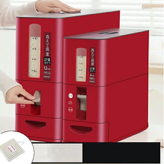 TDR-Japans Rijst/Granen Container/Dispenser/ Opbergdoos - 12KG inhoud - rood