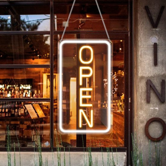 LED Neon OPEN Bord – IP43 10W Wit/Geel voor Winkel & Horeca