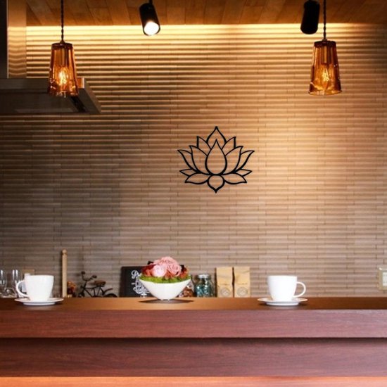 Unikorf Metalen Lotus Wanddecoratie 28x24cm Zwart