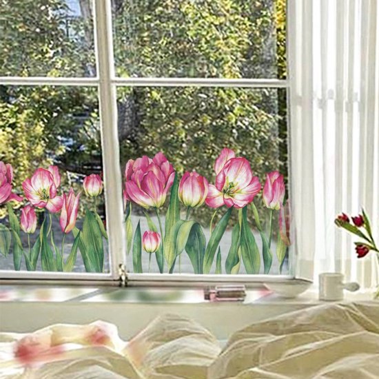 Tulp raamfolie roze 40x110 cm – verduisterend, zelfklevend