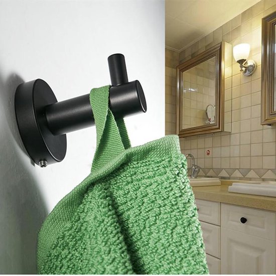 Ponsvrije 304 RVS Haak - Geborsteld Zwart voor Badjas