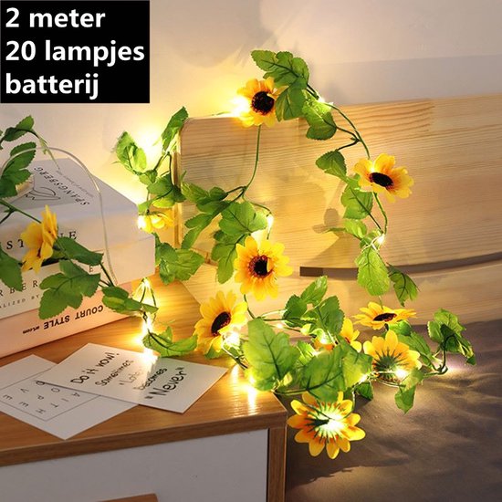 LED lichtsnoer zonnebloem 2m met 20 lampjes