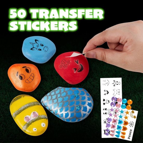 Glow in the Dark Stenen Verf Set – Rock Painting Kit voor Kinderen – Creatieve Hobbyset met Glow Verf, Stickers & Accessoires – Vanaf 7 Jaar
