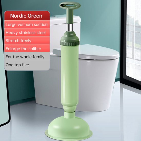 Toiletontstopper-plopper met pomp en zuig functie- Nordic green