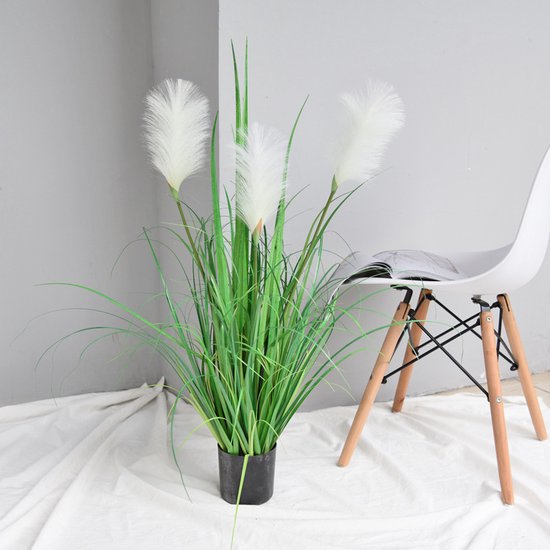 Unikorf Kunstplant Pampasgras 90cm - Wit & Onderhoudsvrij