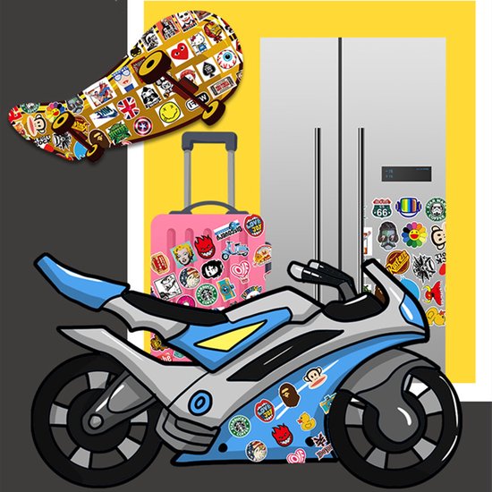TDR - 200 stuks - hoogwaardige kwaliteit graffitistickers - waterdicht en weerbestendig - voor laptops, koffers, koelkasten, kleerkasten - waterdicht en weerbestendig.