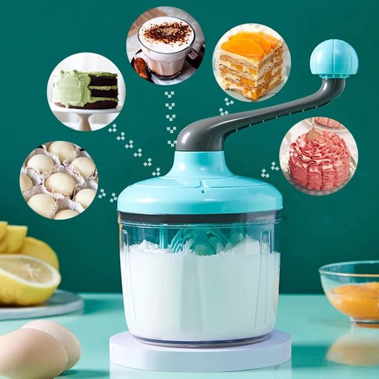 Semi-automatische Handmatige Eierklopper & Slagroomklopper – Groen – Compacte Mixer – Ideaal voor Eieren, Slagroom & Beslag