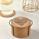 12 Kurken Onderzetters met Houder - Katten, Rozen, Koffiepri