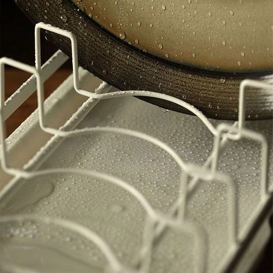 Multifunctioneel Metalen Afdruiprek met Opvangbak - Wit