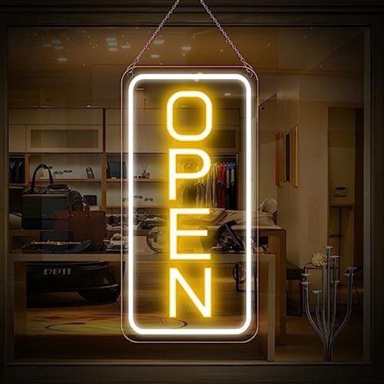 LED Neon OPEN Bord – IP43 10W Wit/Geel voor Winkel & Horeca