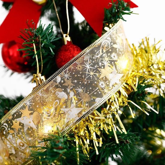 2 Stuks LED Kerstboom Licht Lint- 2m 20 Lichtjes-werkt op Batterij(incl. Batterijen) -kerstdecoratie-warm wit licht-goud