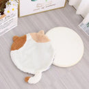 Rond Kussen Kat – 40×40 cm – Bruin/Wit Pluche Kussentje