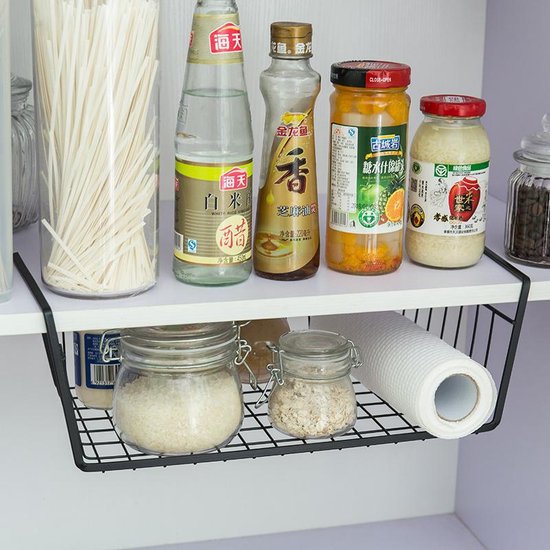 2 stuks Multifunctionele Hangmand - Extra Opbergruimte voor Onder Planken 40*23*13.5cm-zwart