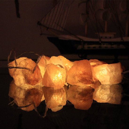 Roze Himalaya Zout Crystal Rock Led-lichtsnoer 2m, 10 lampje