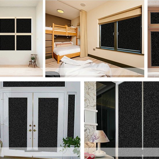 Statische lijmvrije matglasfolie zwart mat 90x200cm