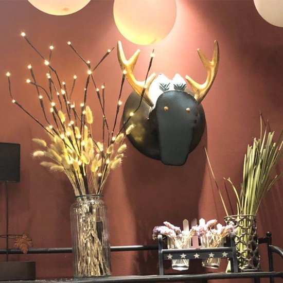 Natuurlijke Elegante Wilgentaklamp met USB-lichttakken - 60 Warm Witte LED's - 70 cm Hoogte - 3 Takken