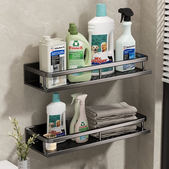 2x Multifunctionele Aluminium Wandplank 40cm - Zwart