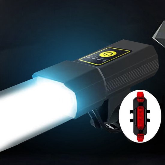 Unikorf Waterdichte USB Fietsverlichting voor & achter zwart