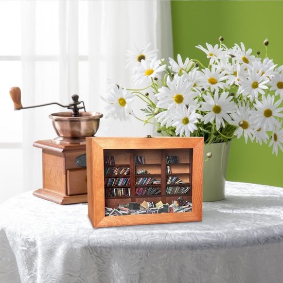 Angst Boekenplank – Houten Miniatuur Display (10×12×7 cm)