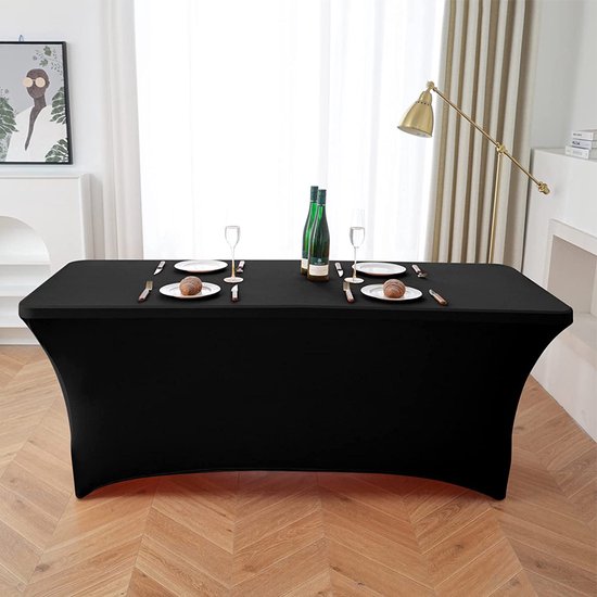 Creëer stijlvolle tafeldecoratie met het Elastische Tafelkleed -voor rechthoekige tafel-183*76*76CM-zwart