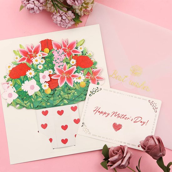 Betoverende 3D Pop-up Bloemenkaart - Een Magische Bloemenpra