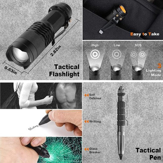SOS Wildernis 13-in-1 Overlevingsset – Multitool & Zaklamp