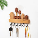 Houten Sleutelhanger – Uniek Design met 6 Metalen Haken – Compact en Decoratief-22.5x2x14.5cm