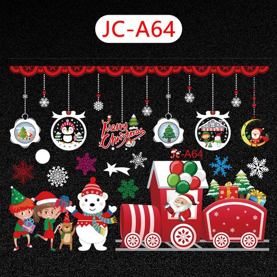 Kerst Raamstickers met kerstbomen， kerstballen en Kerstfiguren - Herbruikbaar en Statisch-35.5*50cm