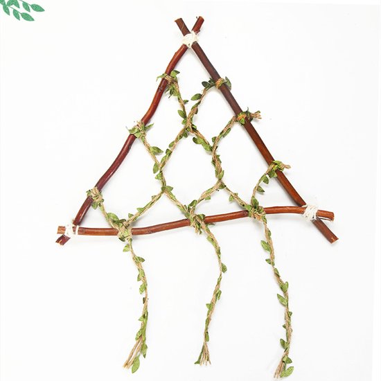 4 Rollen Olijfgroen Jute Touw met Bladeren Patroon - 10m