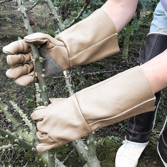 Merkloos Waterafstotende Lederen Tuinhandschoenen M