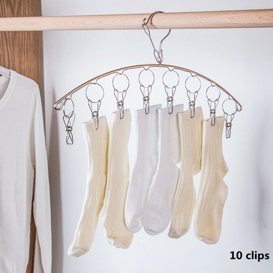 3x RVS Sokkenrek en Ondergoed Droger met 10 knijpers