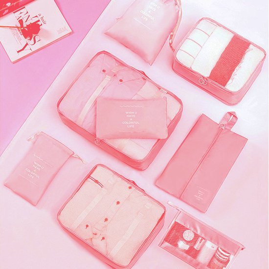 Unikorf 9-delige Reisopbergtassenset - Roze