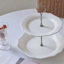Franse reliëf keramische schaal dubbellaags afternoon tea schaal snoep dessert schaal wit
