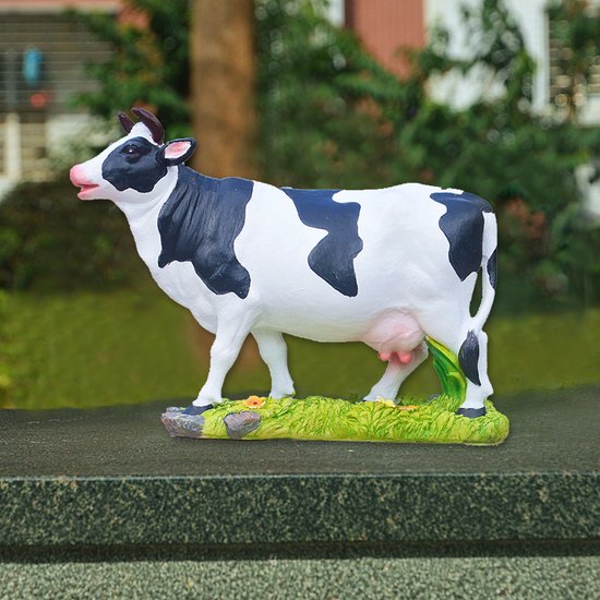 Levendig Koeienbeeldje van Synthetische Hars - Schattig Dieren Beeldhouwwerk voor Decoratie en Geschenken 22x8x17cm