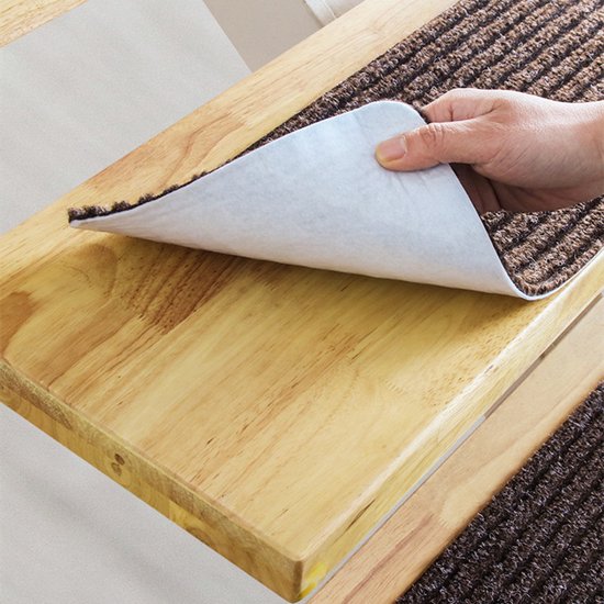 15 stuks Luxe en Trendy Trapmatten voor binnen - Stijlvol Design-Zelfklevend en Antislip-donkerbruin 75.5x20CM