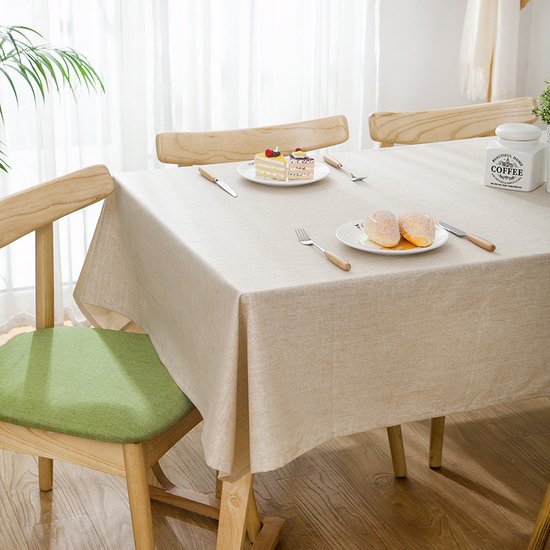 Waterdicht linnen effen tafelkleed Beige 135x220 cm