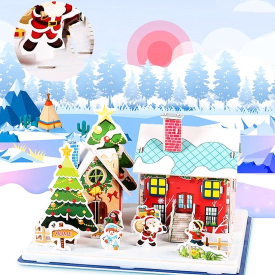 3D Kersthuis Puzzel – Winterse Magie en Educatief Speelplezier -voor Jong en Oud