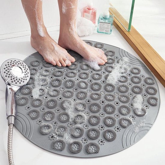 Antislip douchemat rond 55x55 cm grijs