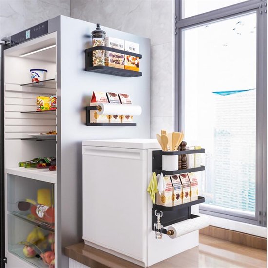 Multifunctioneel Ophangbaar Keukenrek of badrek- multifunctioneel organiser  - Magnetisch - Wit