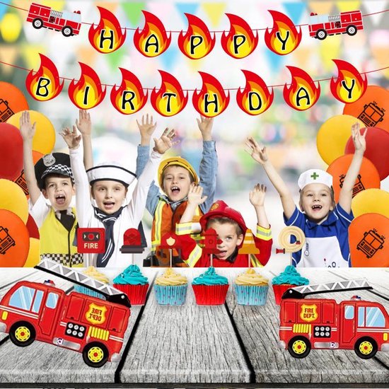 48-delige brandweerwagen verjaardagset - feestdecoratie