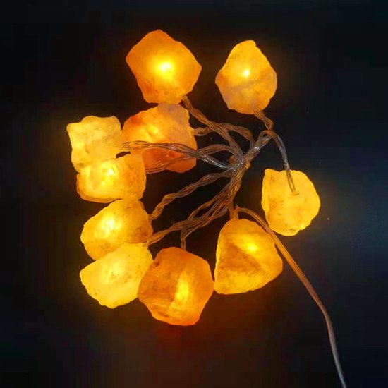 Natuurlijke Roze Himalaya Zout Crystal Rock -werkt op USB- Led-lichtsnoer 1 meter 10 lampjes
