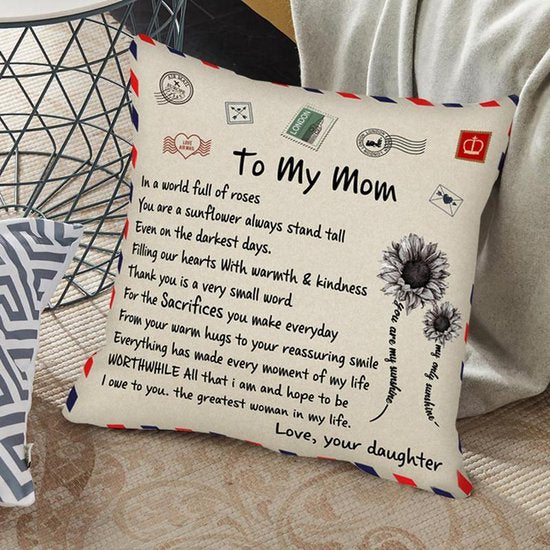 Sierkussensloop 45x45 cm - 'To my mom' - Moederdag cadeau