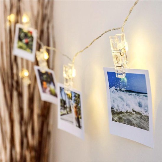 Fotoclip lichtsnoer 3m, 20 warm wit lampjes (batterij)
