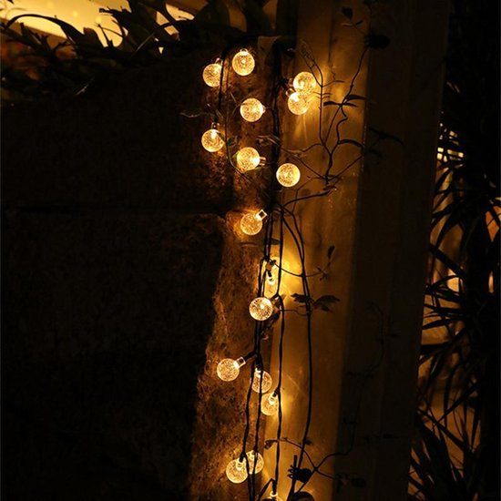 Zonne-Energie Kristallen Bol Lampjes 24mm - 30 Warm Witte LED