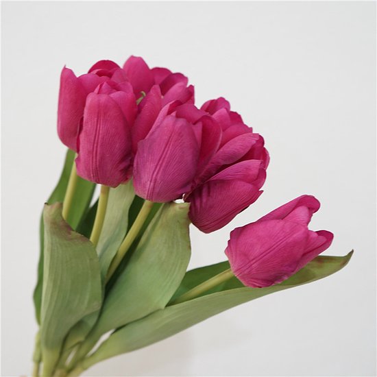10x Realistische Rozerode Kunsttulpen - Duurzaam & Onderhoud