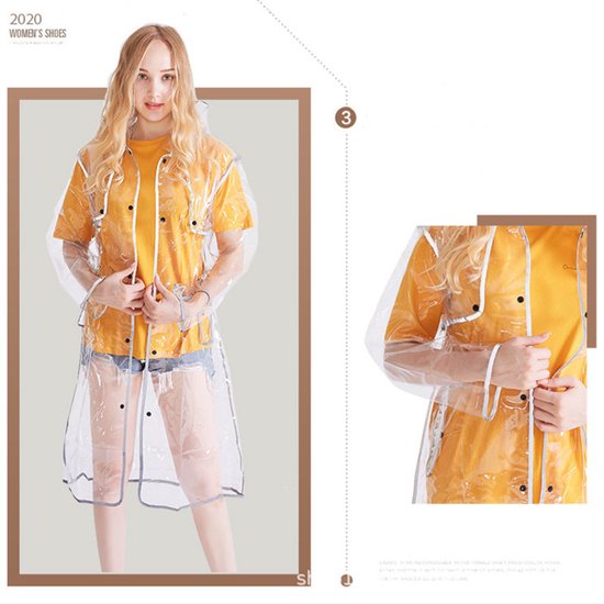 TDR-Transparante regenjas met reflecterende rand- One size