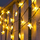Tuinverlichting met sterren slinger Op Zonneenergie-12meter lang 100 LED lichtjes- 8 knipperende modi-warm wit licht