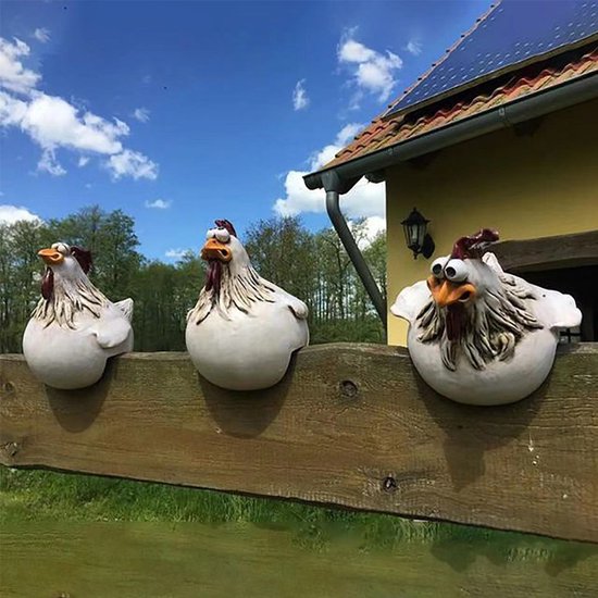 3-delige tuindecoratie kippen-Creëer een levendige sfeer in je tuin - Duurzaam, Levendig en Veelzijdig 12*12*14CM