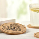 12 Kurken Onderzetters met Houder - Katten, Rozen, Koffiepri